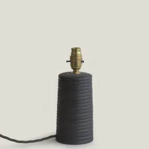 Black Ridged Small Tapered Lamp