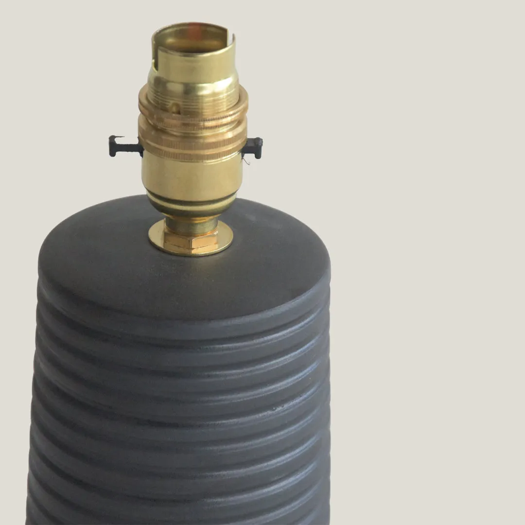 Black Ridged Small Tapered Lamp
