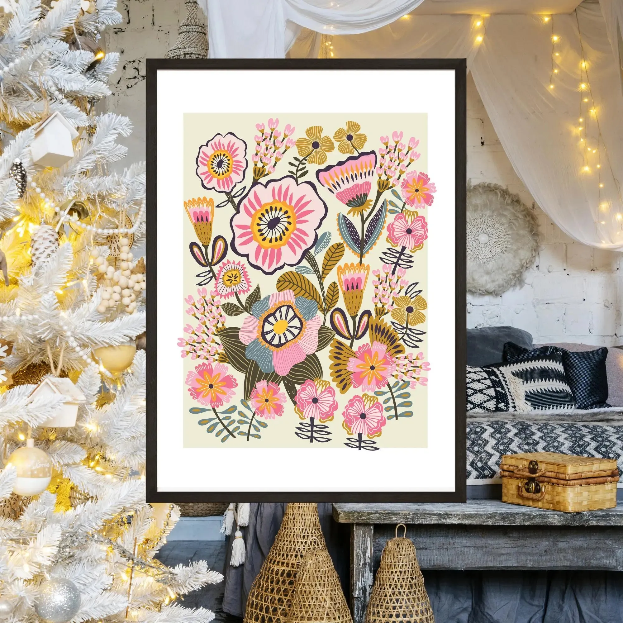 Blooms Folk Art Print