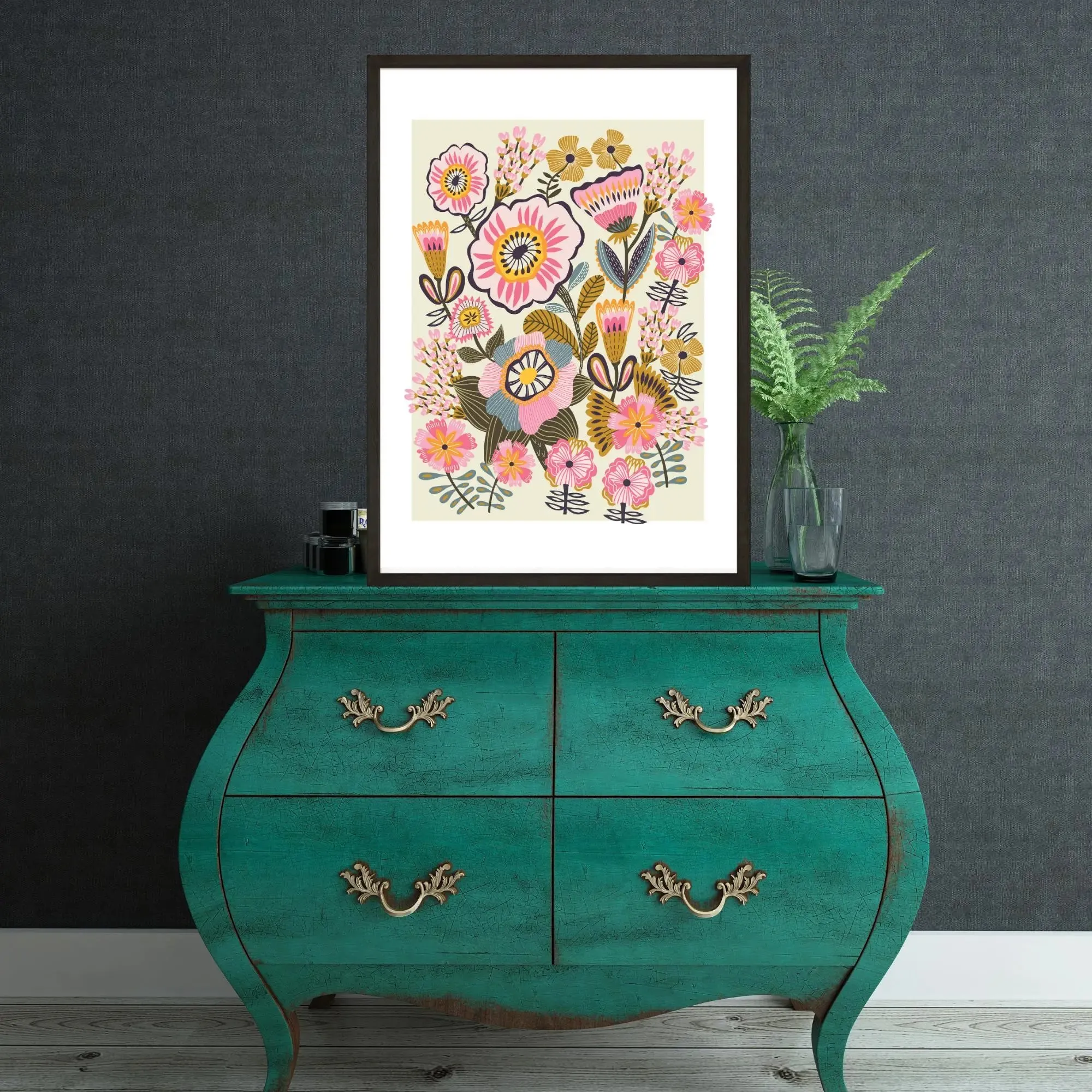 Blooms Folk Art Print