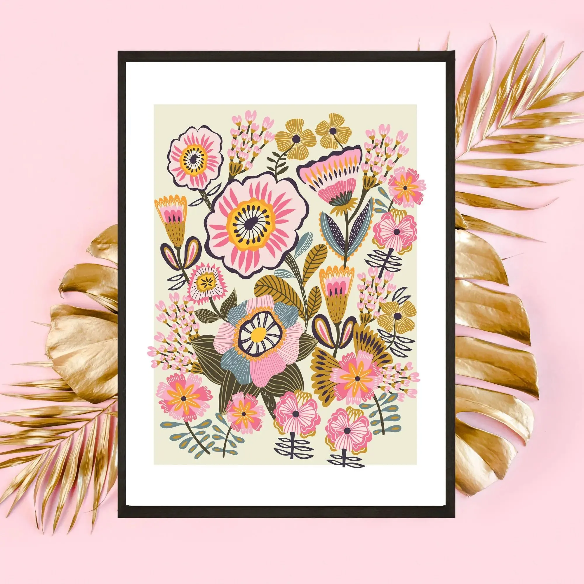 Blooms Folk Art Print