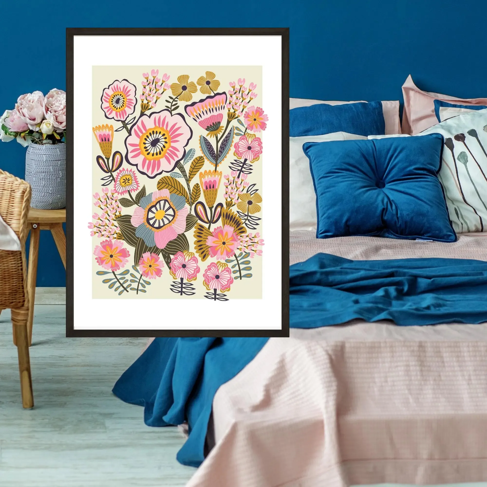 Blooms Folk Art Print