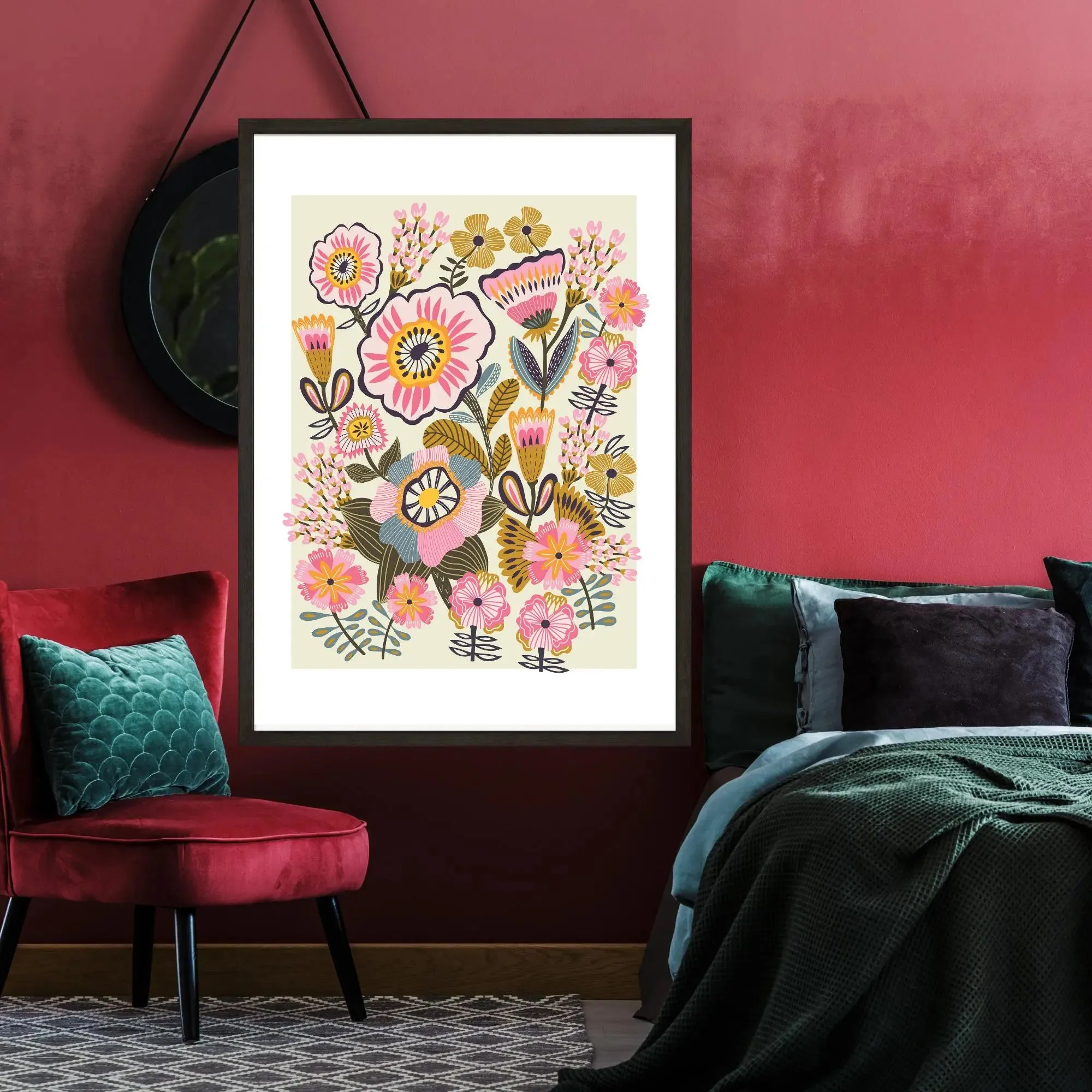 Blooms Folk Art Print