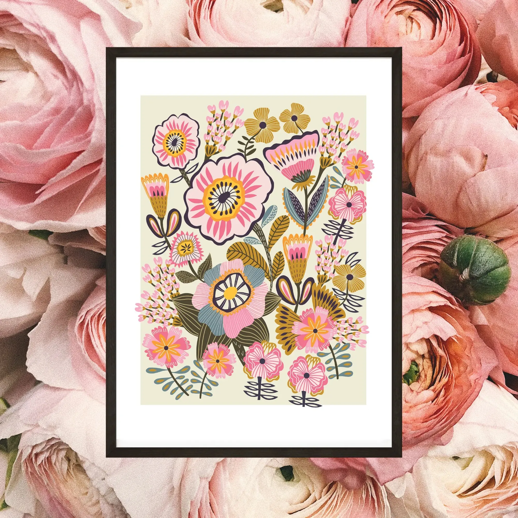Blooms Folk Art Print