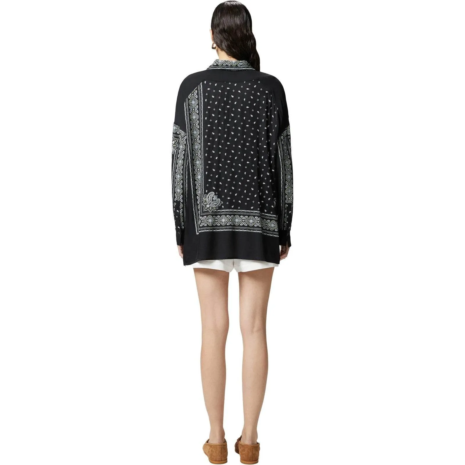Bluse e camicie Donna Pinko - Clocks Camicia Twill Stampa Ba - Nero