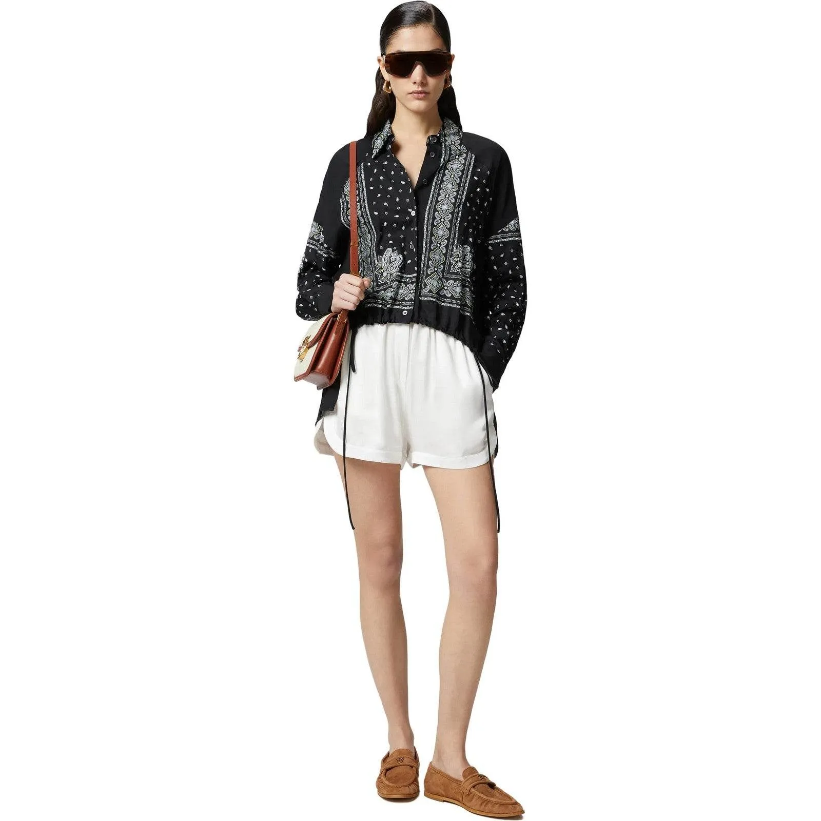 Bluse e camicie Donna Pinko - Clocks Camicia Twill Stampa Ba - Nero