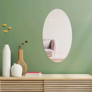 Bnezz - Self Adhesive Plastic Oval Mirror for Wall Stickers (30x20) Cm Frameless Flexible Mirror for Bathroom | Bedroom | Living Room (St-OvalMirror) Mirror Wall Decor