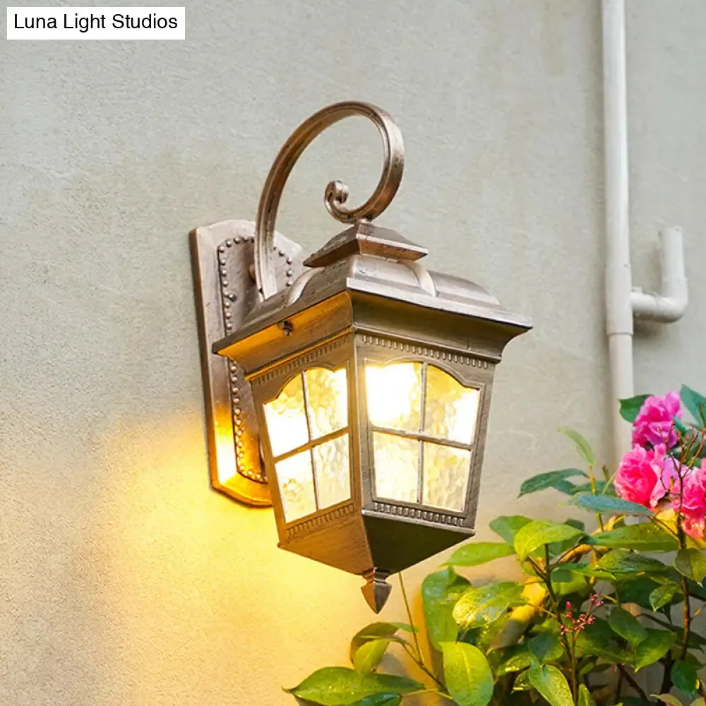 Bronze Wall Sconce Light: Lantern Yard Classic Design with Clear Ripple Glass, Wall Mounted Lighting