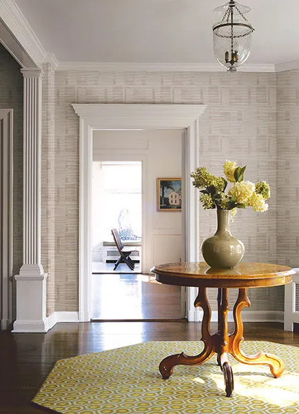 Callaway Pink Woven Stripes Wallpaper from Georgia Collection