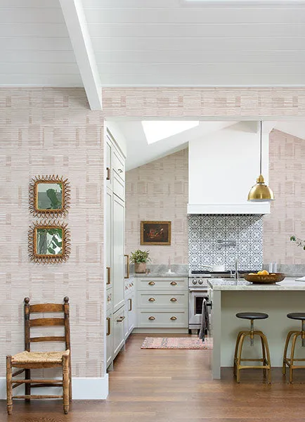 Callaway Pink Woven Stripes Wallpaper from Georgia Collection