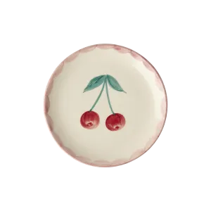 Ceramic Cake Plate with Hand Painted Cherries