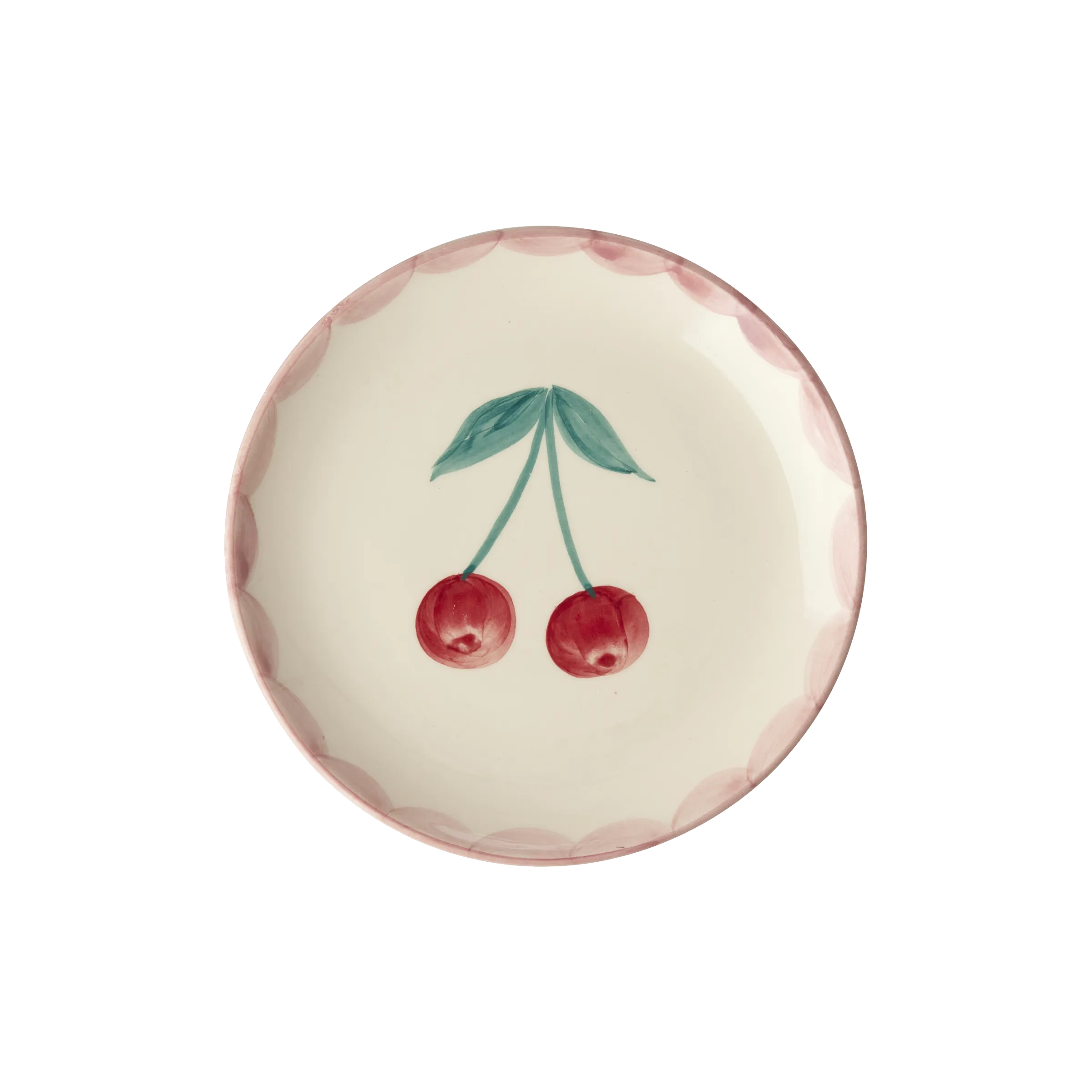 Ceramic Cake Plate with Hand Painted Cherries