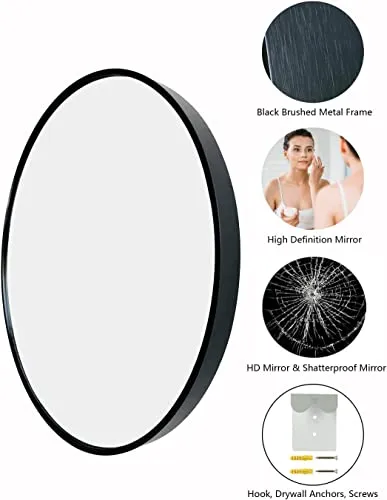 Cheval Glass Round Wall Mirror for Bathroom Wash Basin Living Room Bedroom (Round, 18 X 18 Inches).