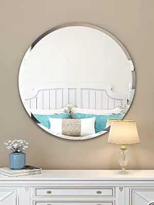 Cheval Glass Round Wall Mirror for Bathroom Wash Basin Living Room Bedroom (Round, 18 X 18 Inches).