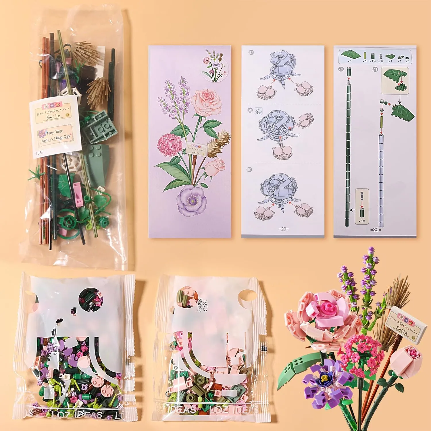 Constructor LOZ Eternal Flowers, Romantic, 547 parts