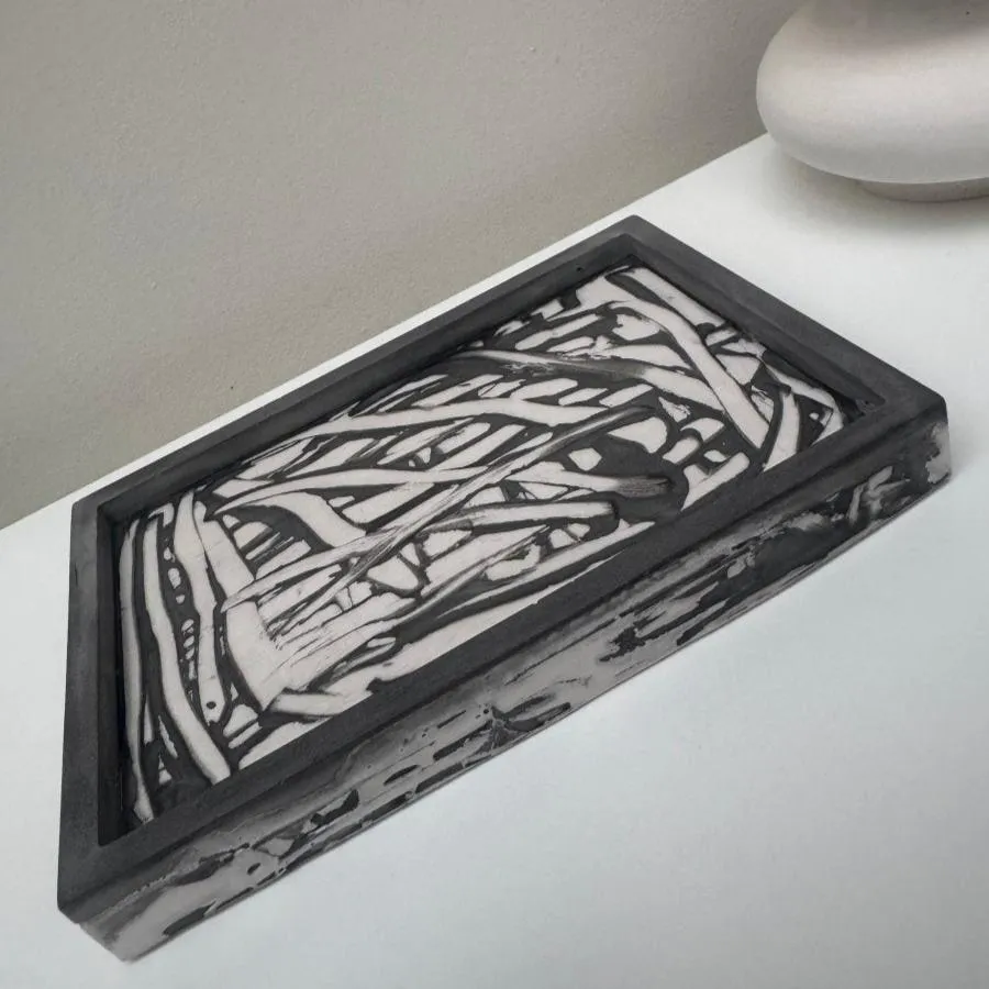 Contemporary Abstract Rectangular Stone Tray Stylish rectangle Plate