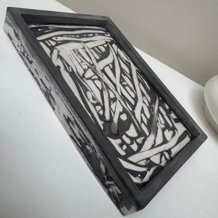 Contemporary Abstract Rectangular Stone Tray Stylish rectangle Plate