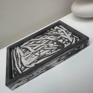 Contemporary Abstract Rectangular Stone Tray Stylish rectangle Plate