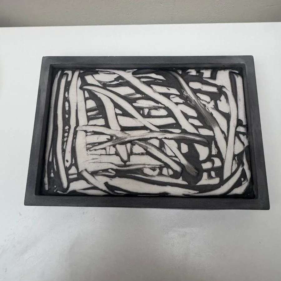 Contemporary Abstract Rectangular Stone Tray Stylish rectangle Plate