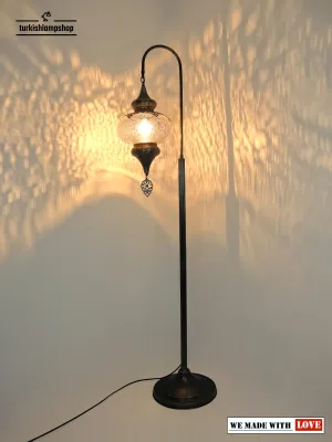 Cracked Pattern Glass Turkish Floor Lamps Swanneck Design