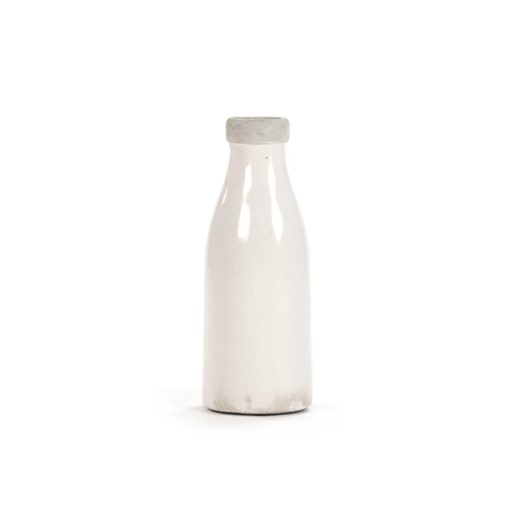 Distressed Crackle White Vase (6792S A369A) by Zentique