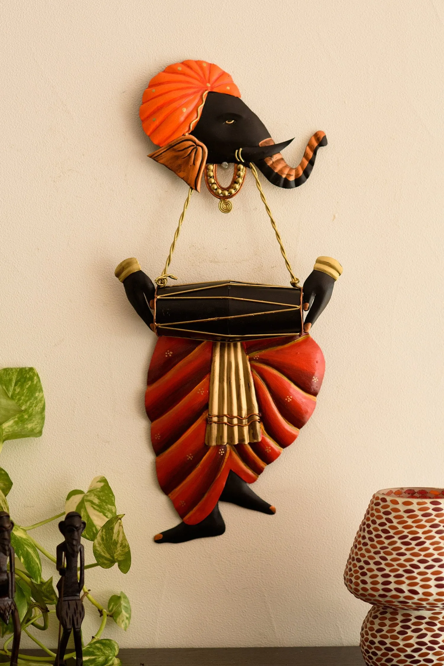 eCraftIndia Lord Ganesha Playing Dholak Wall Hanging