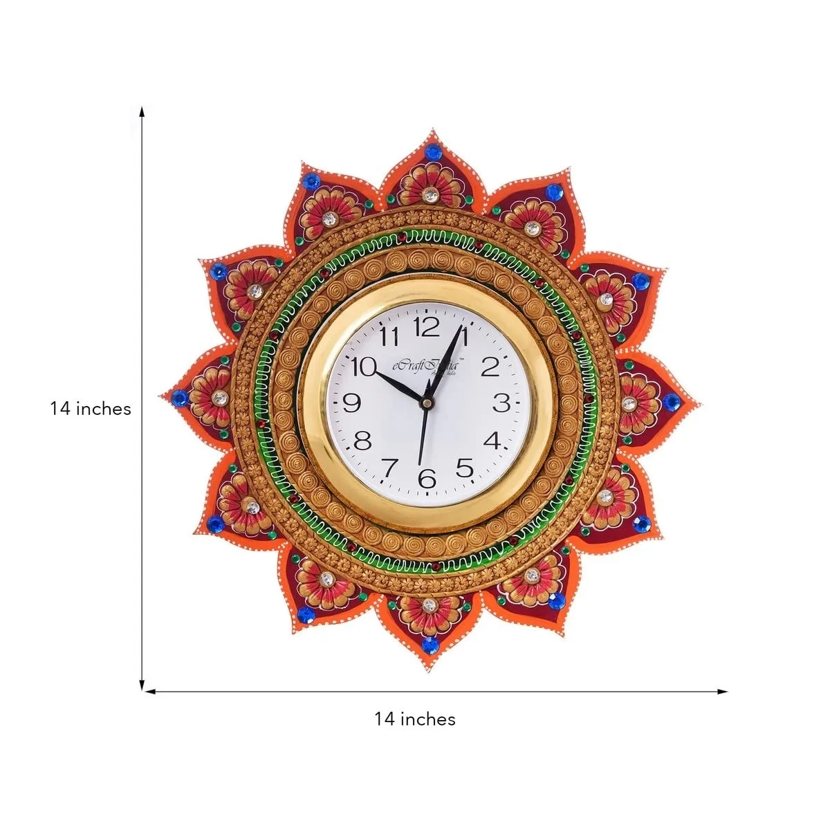 eCraftIndia Royal and Elegant Decorative Wooden and Papier-Mache Wall Clock (35 cm x 2.5 cm x 35 cm)