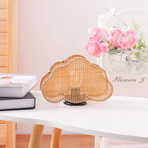 Ekhasa Wooden Bedside Lamp | Table Lamps for Home Decoration with Bamboo Shade | Iron Base Side Table Lamp for Living Room | Battery Operated Bed Side Lamp | Aesthetic Night Bed Lamp