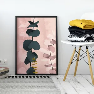 Eucalyptus Branch Pink Modern Abstract Wall Art
