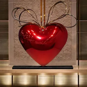FINEST Indoor Red Large Heart Stainless Steel Sculpture Artwork  FS-084