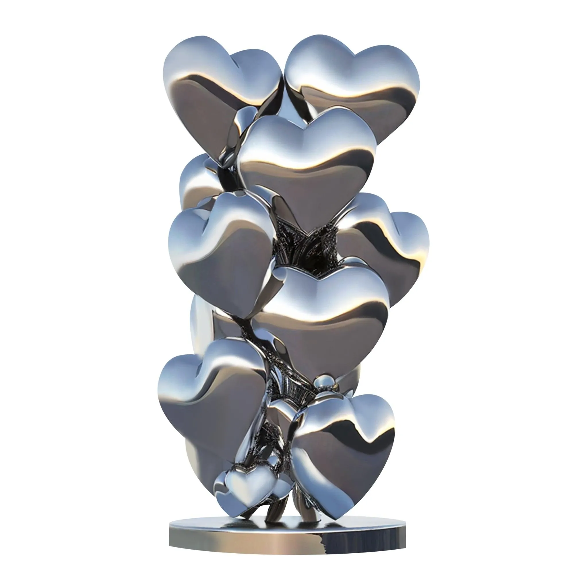 FINEST Modern Art Mirror Polished Stainless Steel Stacked Heart Sculpture for Sale FS-070