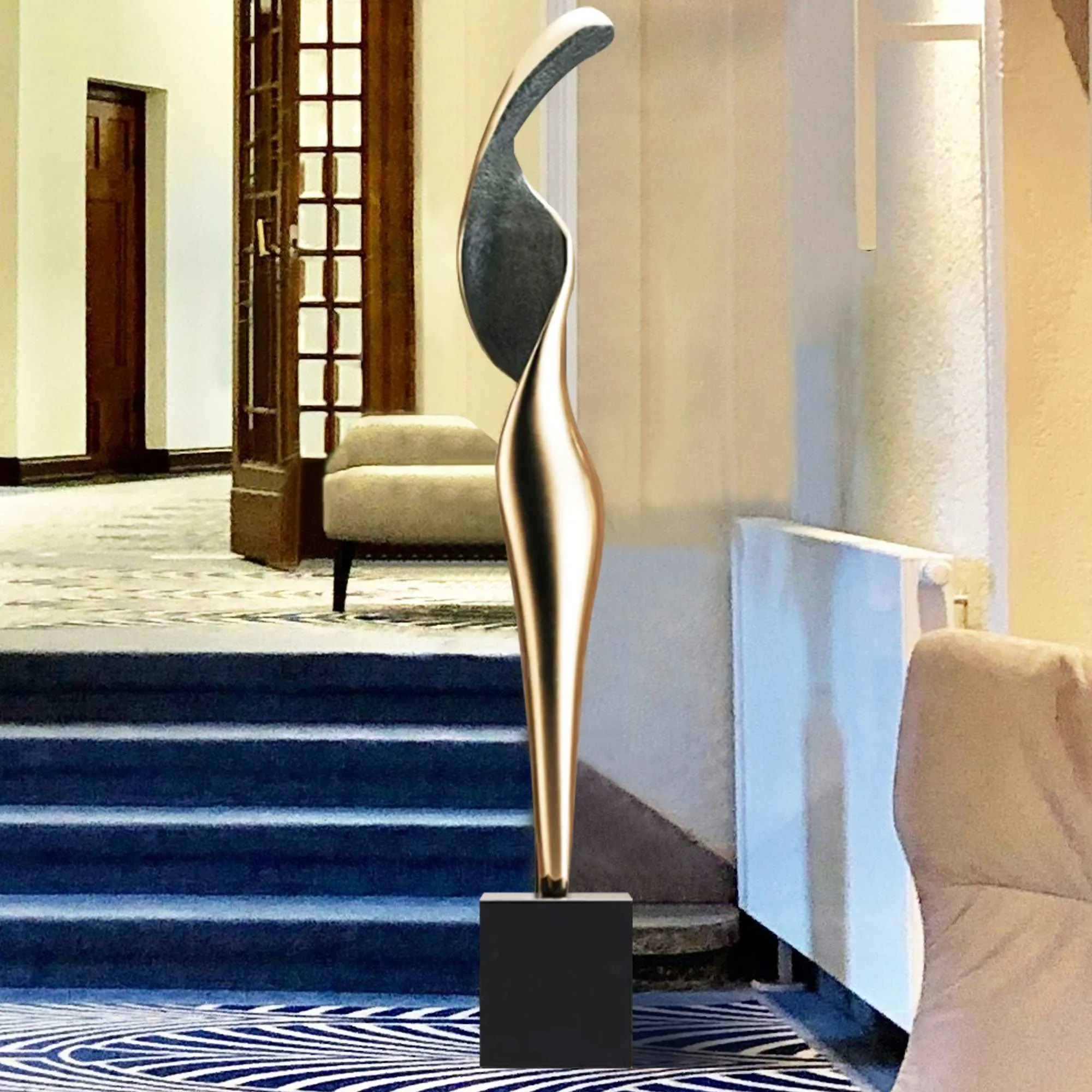 FINEST Modern Indoor Abstract Gold Floor Metal Sculpture FS-099