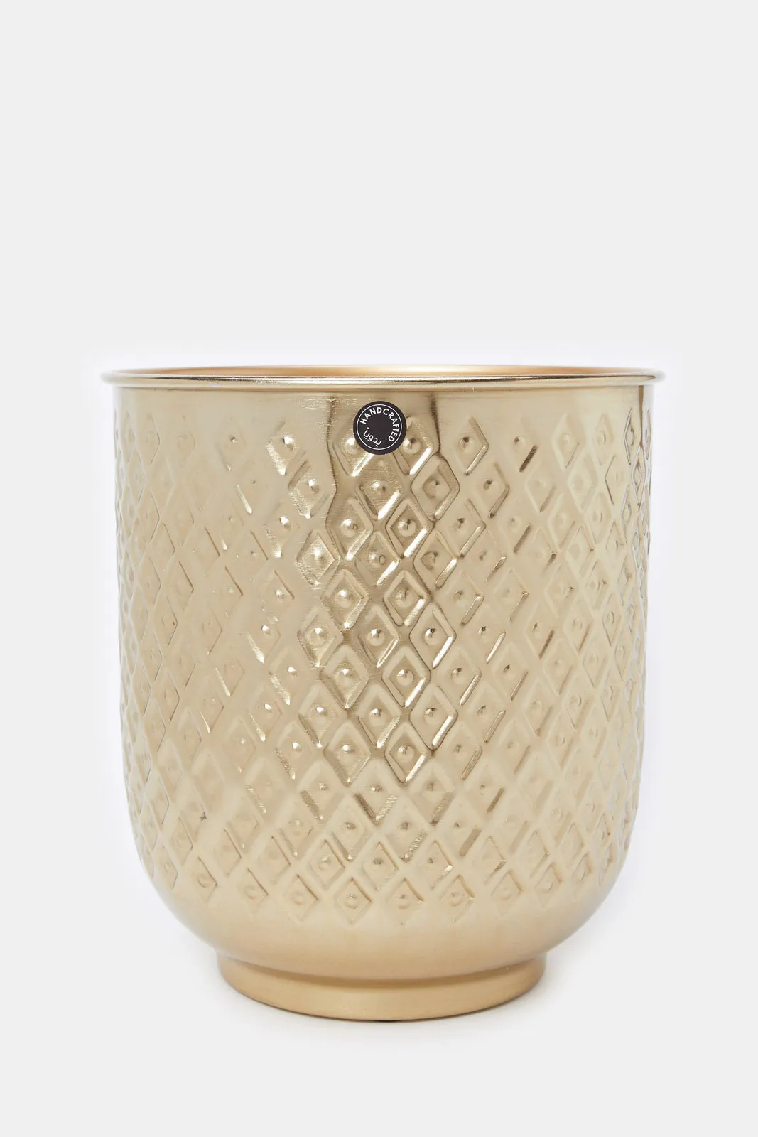 Gold Metal Punched Footed Planter Large