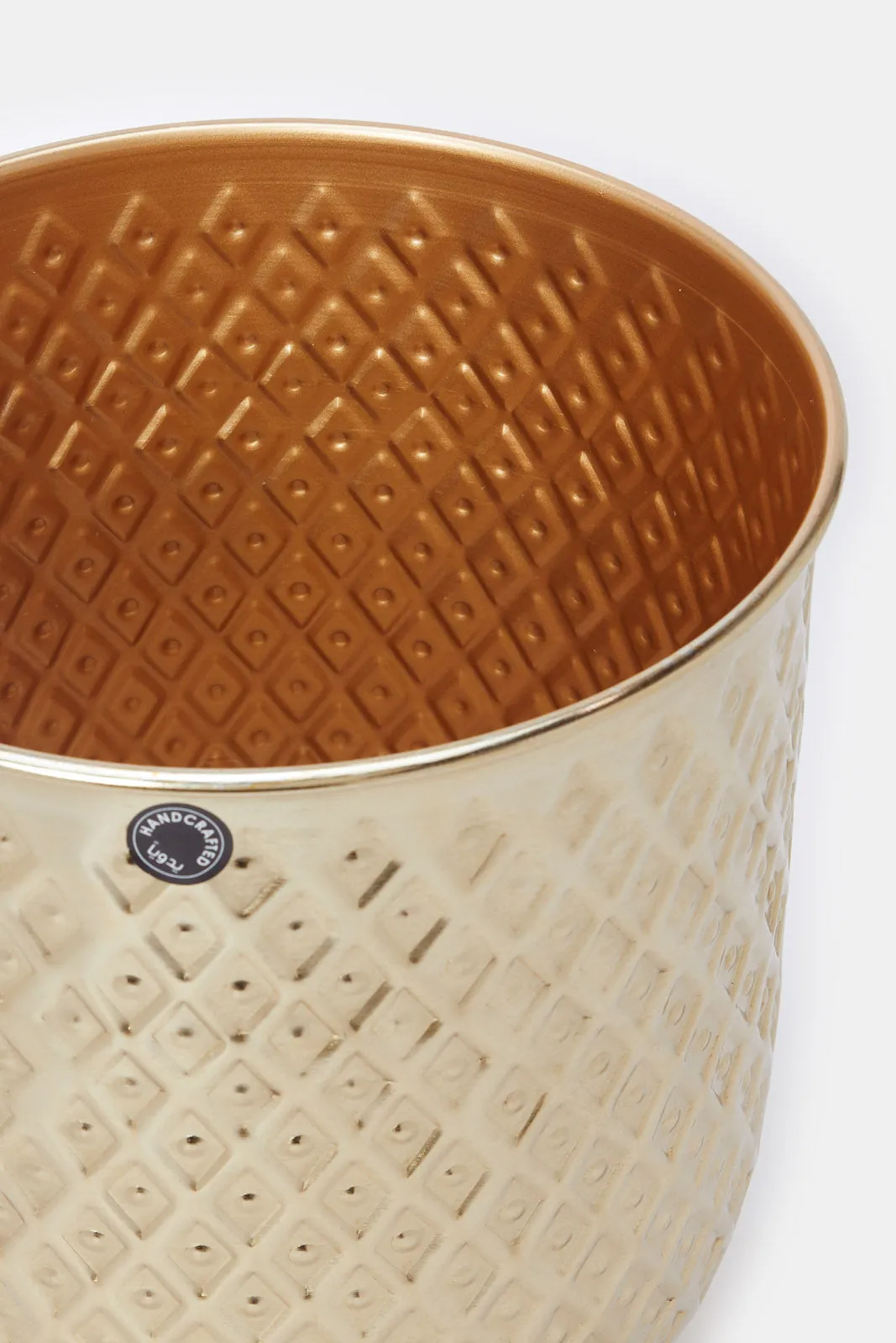 Gold Metal Punched Footed Planter Large