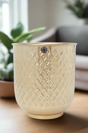 Gold Metal Punched Footed Planter Large