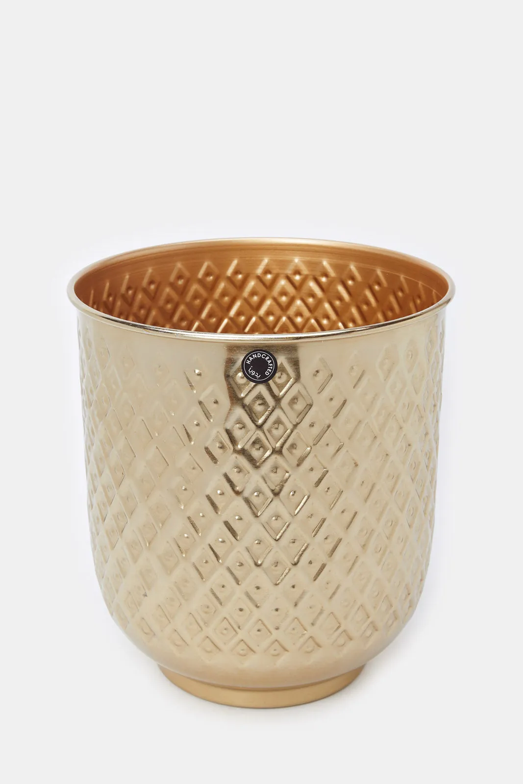 Gold Metal Punched Footed Planter Large
