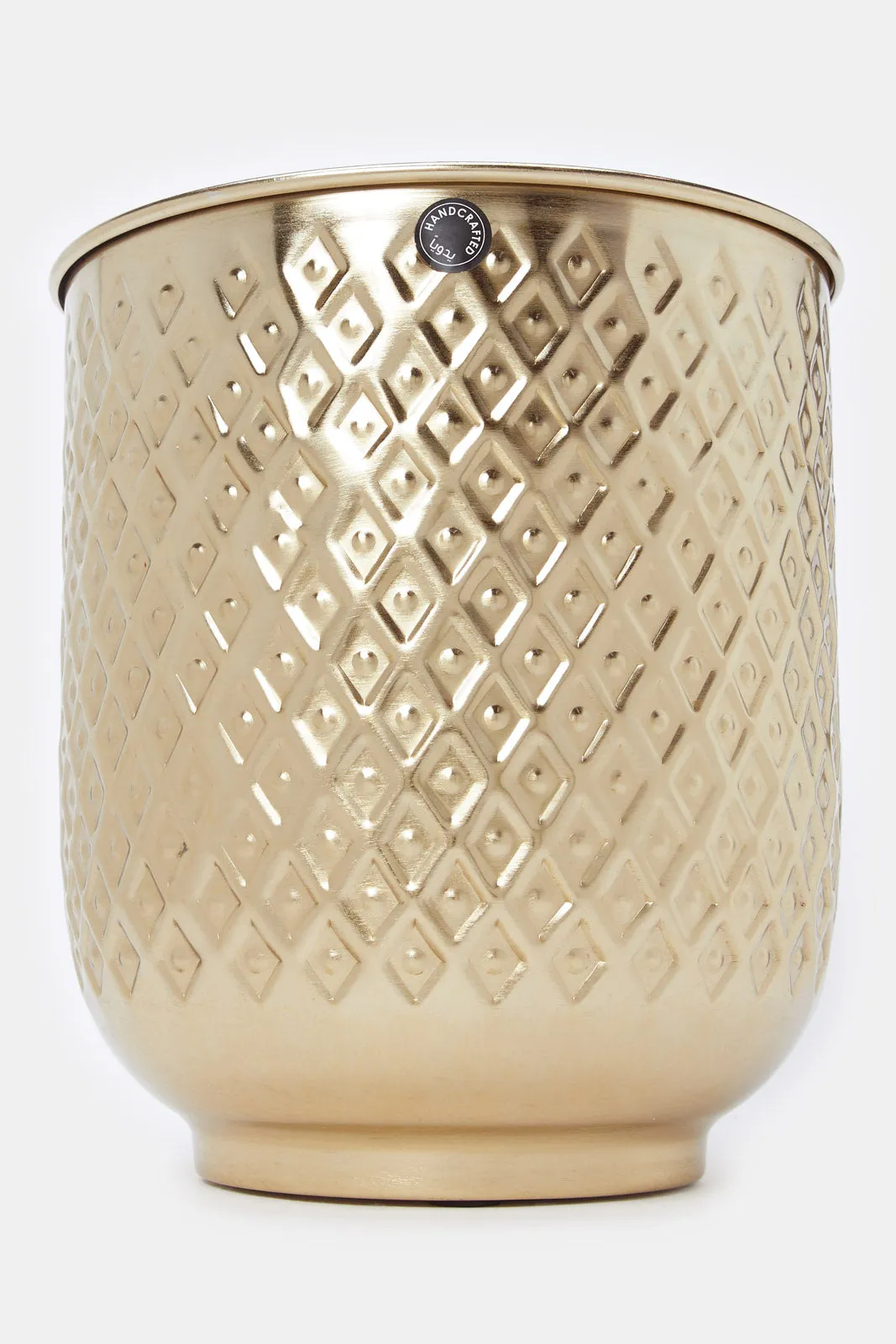 Gold Metal Punched Footed Planter Large