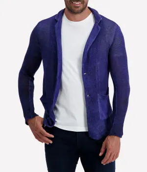 Hand Painted Linen Jacket in Midnight