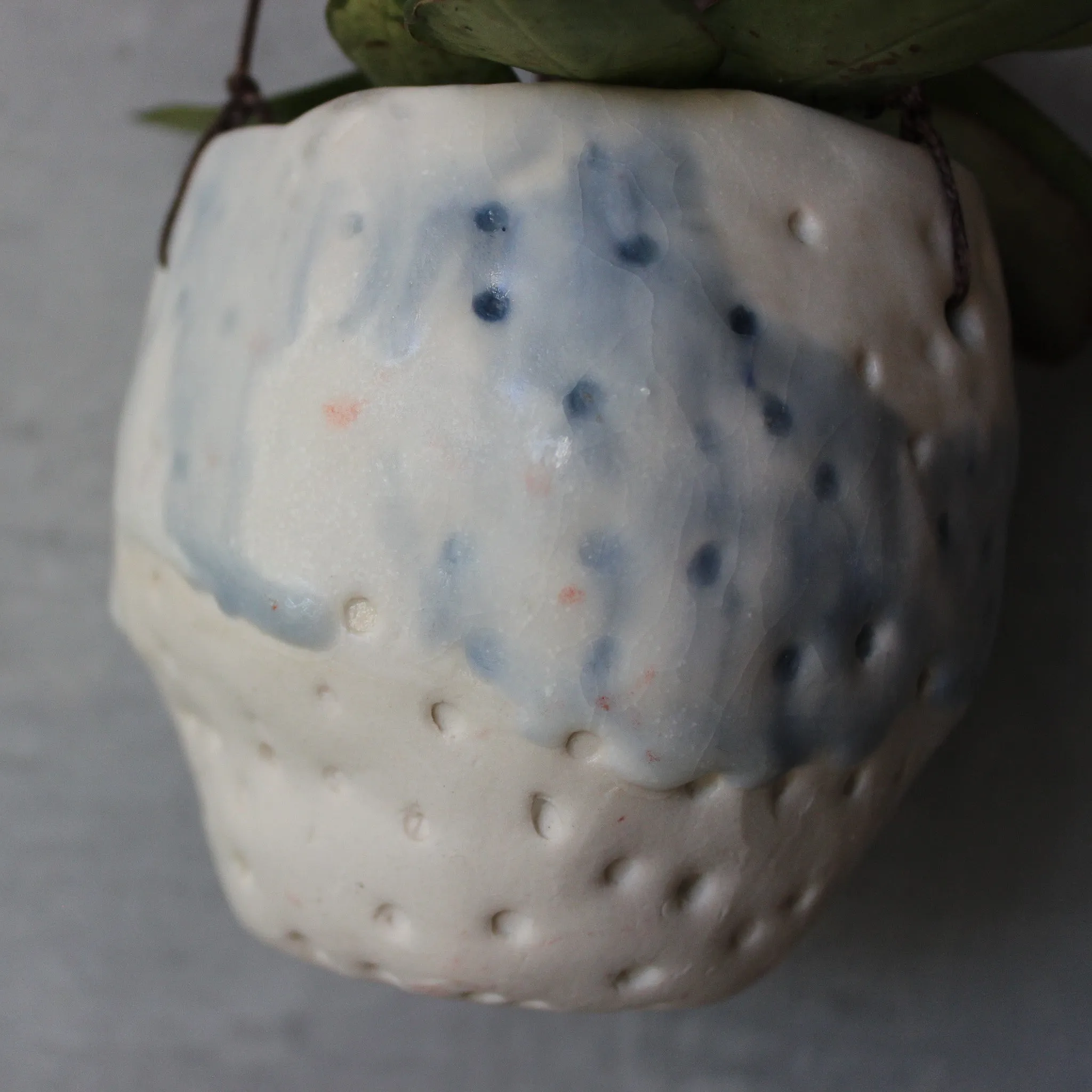 Hanging Ceramic Planter Blue Wash