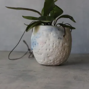Hanging Ceramic Planter Blue Wash