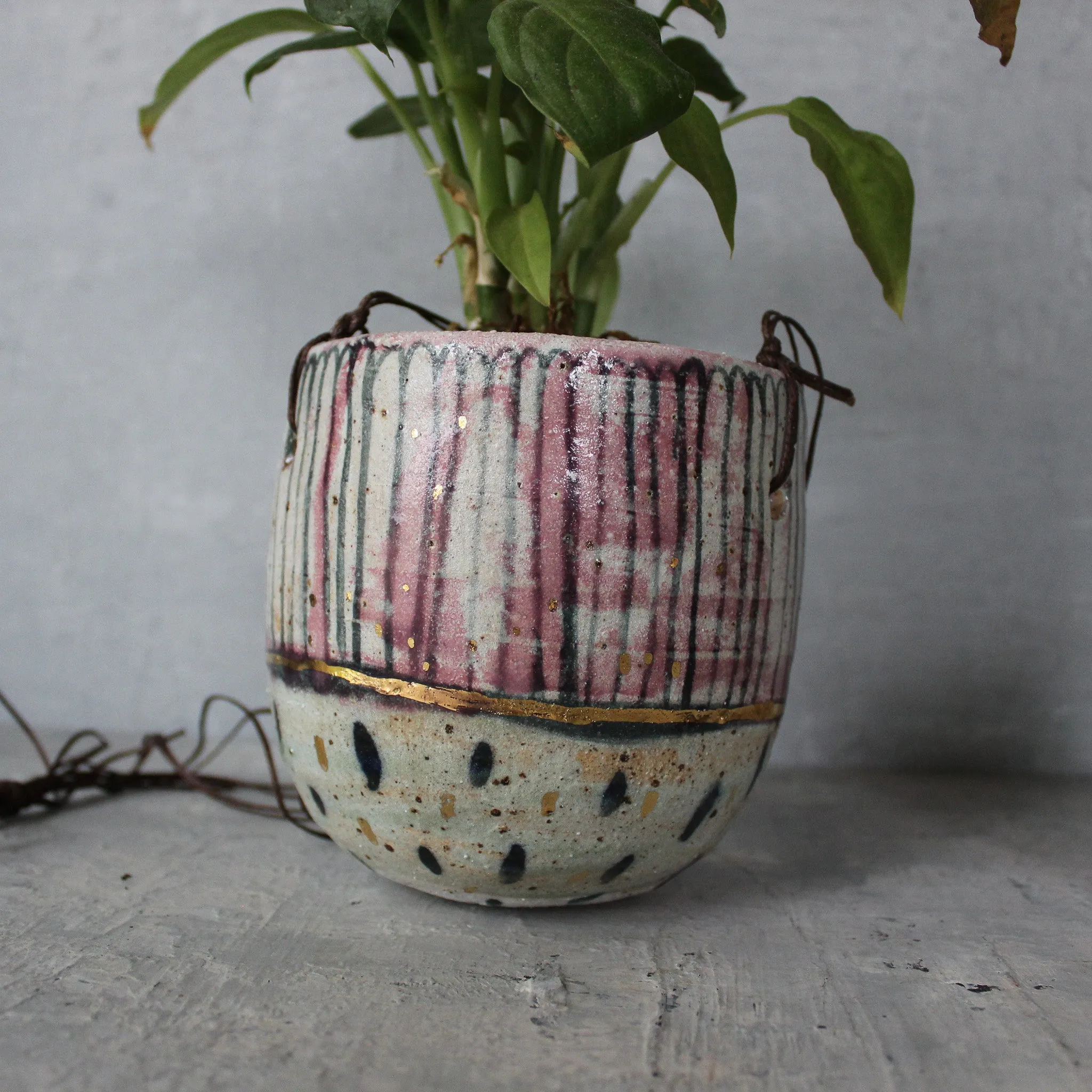 Hanging Ceramic Planters Blue Daisy