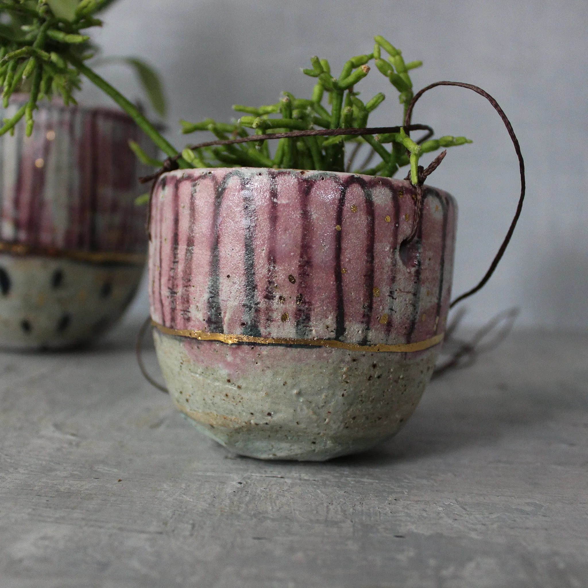 Hanging Ceramic Planters Blue Daisy