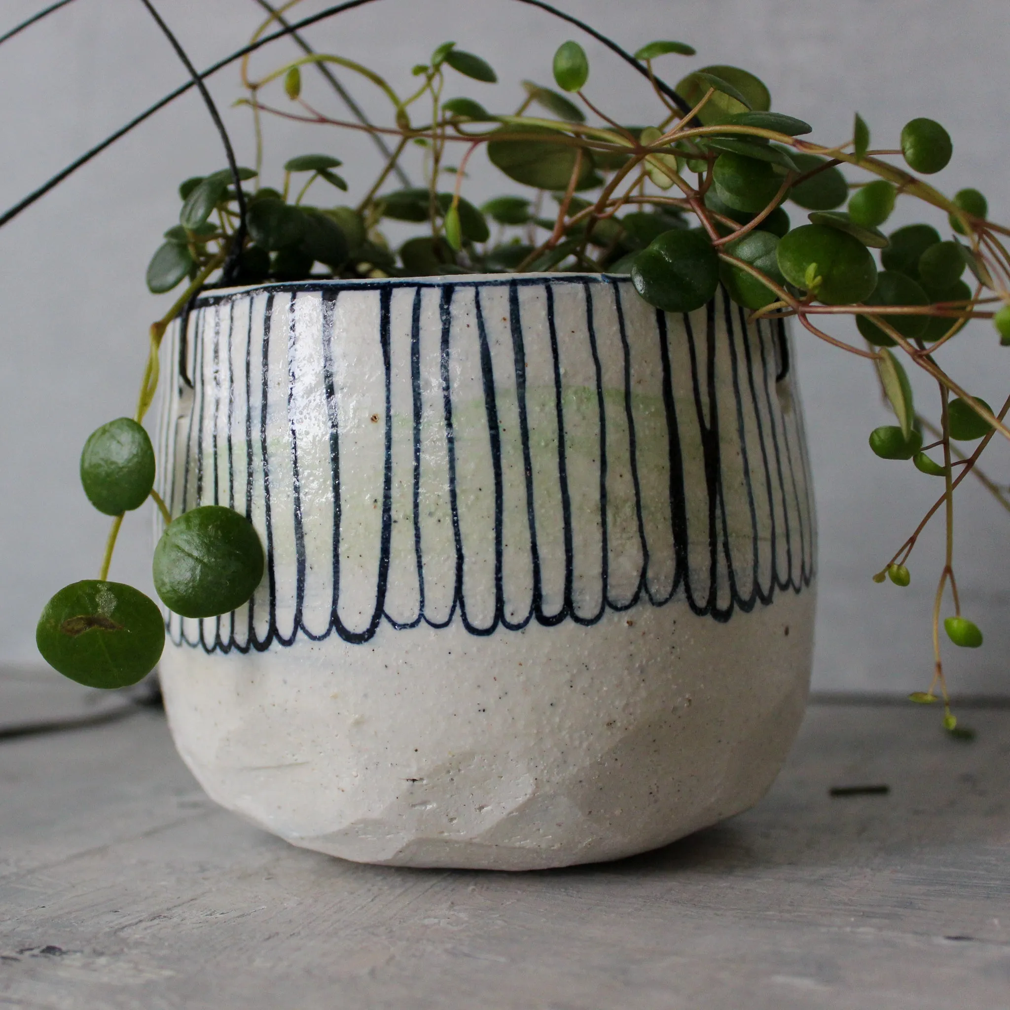 Hanging Ceramic Planters Blue Daisy