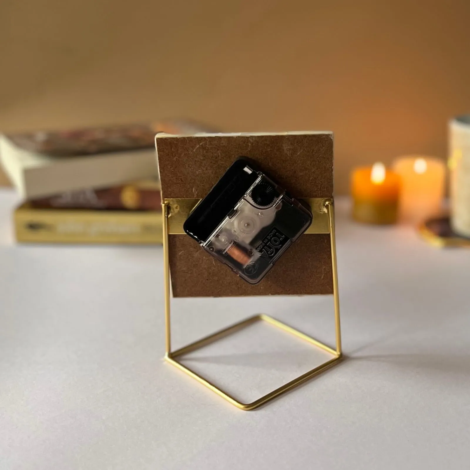 HOMEARTE INDIA Square Shape Desktop Clock Handmade with Mother of Pearl Unique Home Decor Gift Table Clock for Bedroom Livingroom and Office