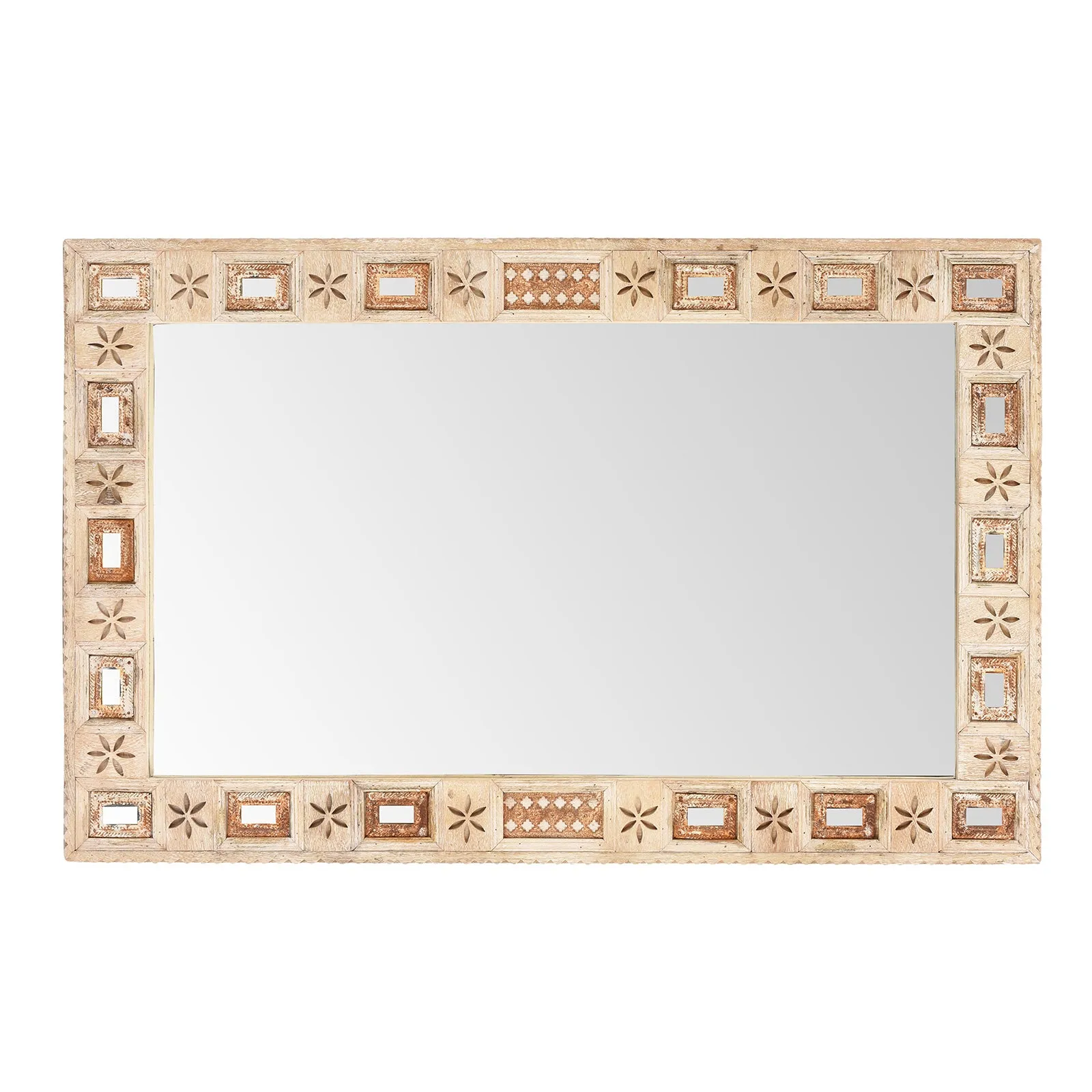 Indian Mango Wood Mirror - Kutchi Style