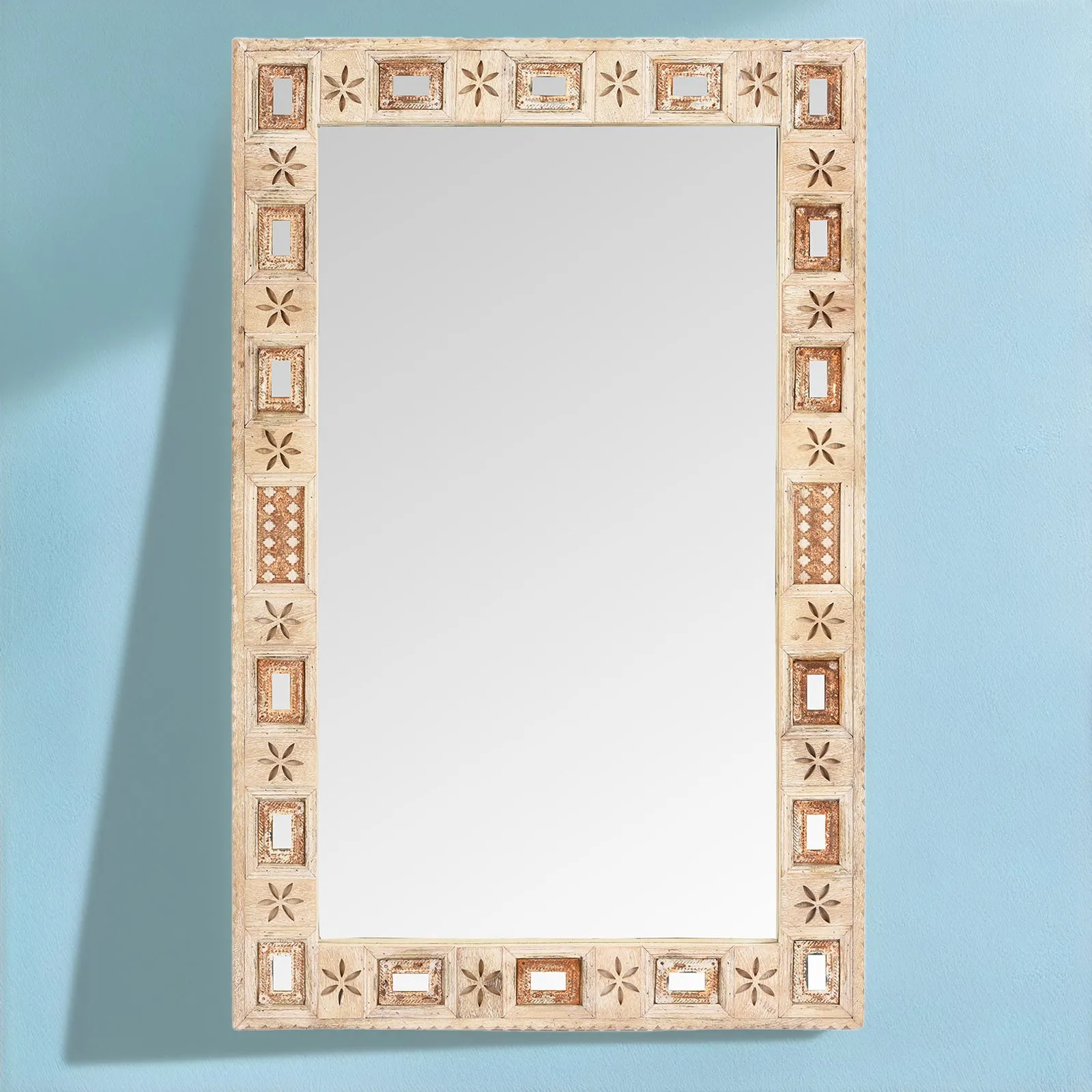 Indian Mango Wood Mirror - Kutchi Style