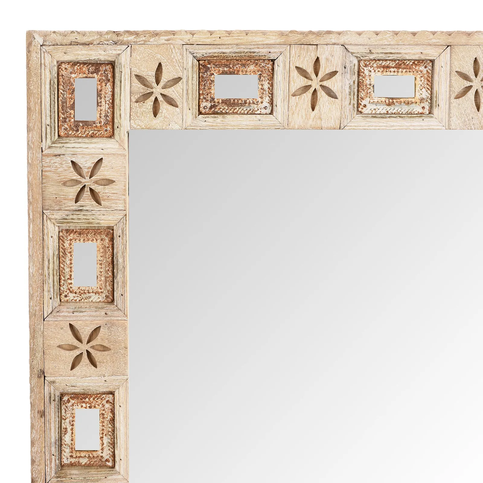 Indian Mango Wood Mirror - Kutchi Style