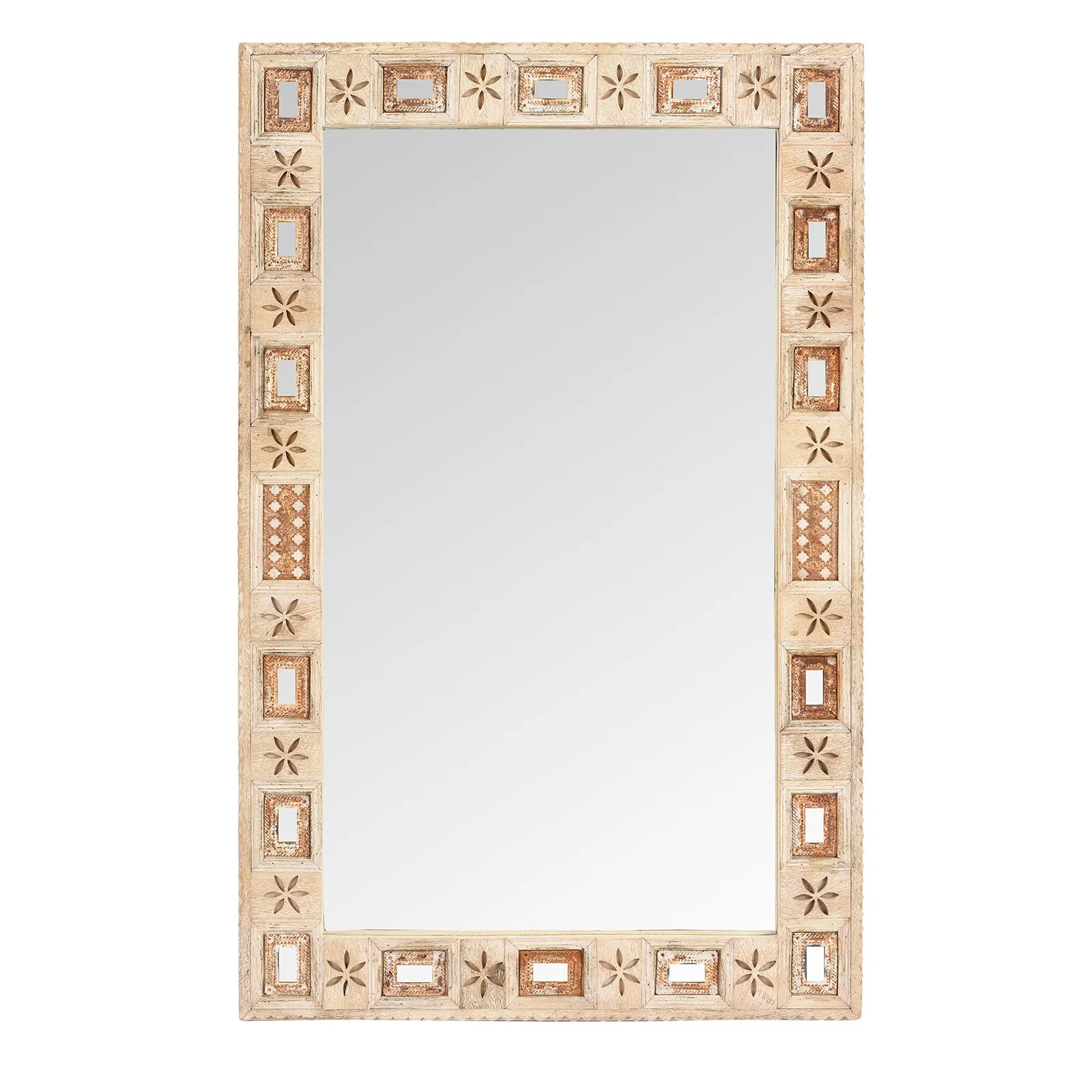 Indian Mango Wood Mirror - Kutchi Style