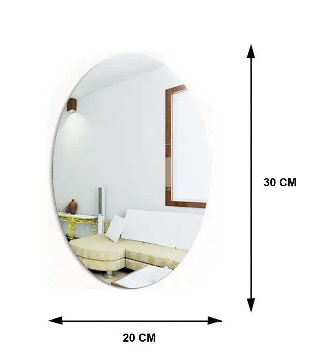 IRQA Big Size Oval Shape Adhesive Mirror Sticker for Wall on Tiles Bedroom Living Room Basin Mirror Bathroom Wall Mirror Both Side Sticker Acrylic Wall Mirror (Style_6