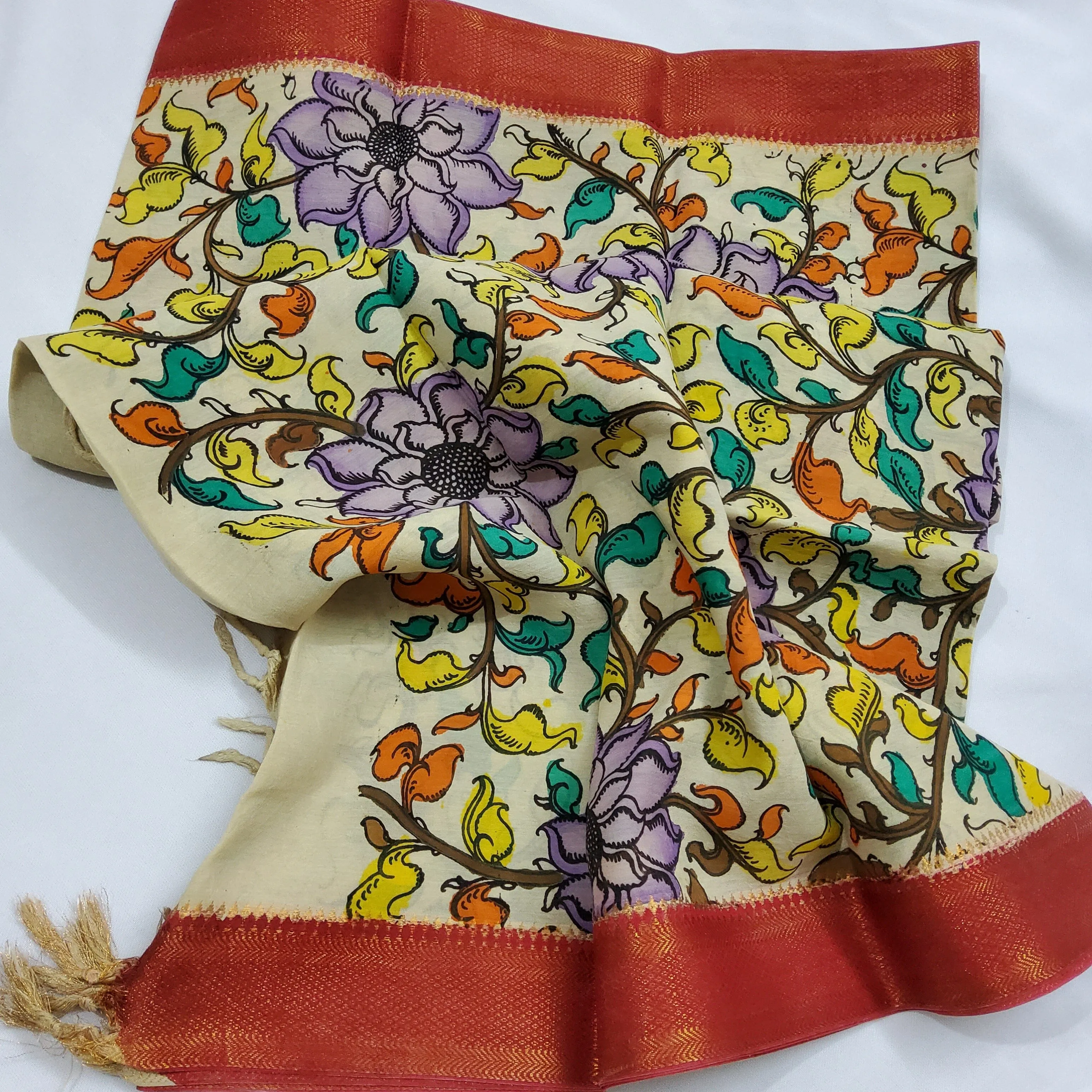 Kalamkari Hand Painted Silk Dupatta